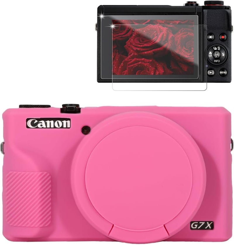 Frevyve Case for Canon G7X Mark III Camera, Soft Silicone Protective Case, Slim Fit Sleeve with Removable Lens Cover and Screen Protector Accessories, Lightweight, Anti-Scratch (Peach Pink) - Image 1